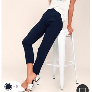 Lulus Kick It Navy Blue High-Wasted Trouser Pants